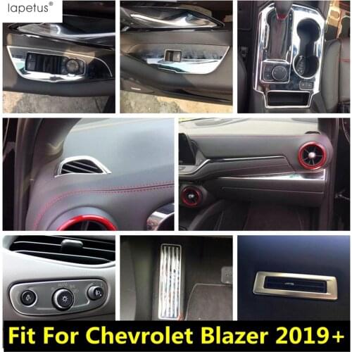 Silver Accessories For Chevrolet Blazer 2019 -2021 Stainless Steel Rest pedal Gear Box Panel Head Light Lamp Cover Trim Interior