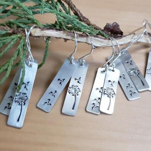 New Design Dandelion Flower Earring Dandelion Printing Rectangle Regular Earring Party Birthday Gift Handmade Geometric Jewelry