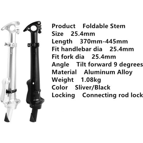 Foldable Bike Stem Handlebar Upright Electric Bike Aluminum Alloy Standpipe Bicycle 25.4mm Toothed Folding Handlebar Upright