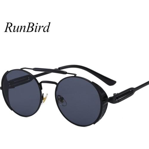 Steampunk Sunglasses Women Round Glasses Goggles Men Side Visor Circle Lens Unisex Vintage Retro Style Punk Oculos De Sol 5446