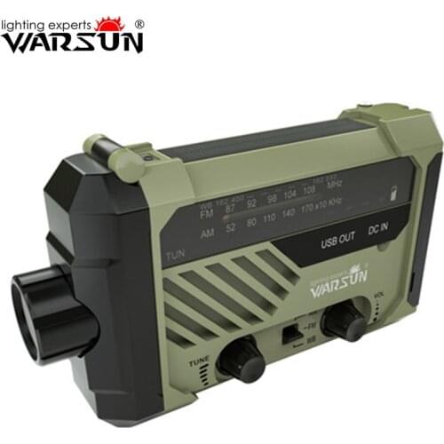 Warsun Portable Rechargeable Solar Radio AM FM Camping Lamp USB Charger Lantern Flashlight Power Bank AAA Battery Torch