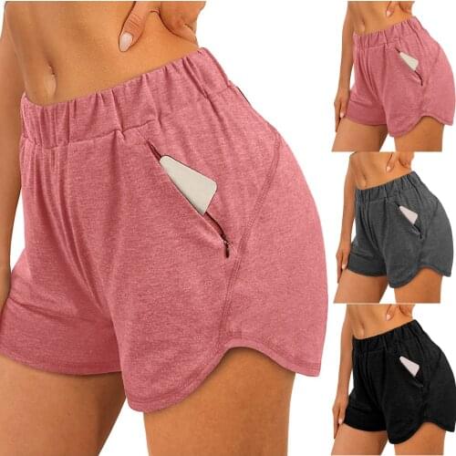 2021 New Womens Workout Shorts Athletic Running Dolphin Shorts With Zipper Pockets Outdoor Sport Casual Comfy Shorts Ropa Mujer