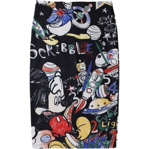 Women Skirts 23 Colors Print Flowers Cartoons Pencil Skirt Summer Casual Faldas Girls Skirts Fashion Plus Size Faldas Mujer Jupe