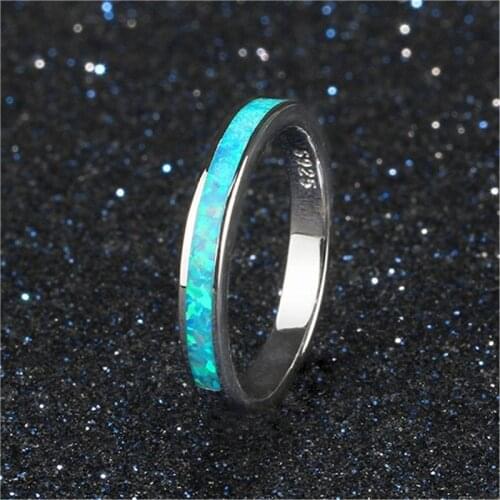 2021 New Trend Round Party Women Engagement Ring With Silver Color Blue Crystal Wedding Rings For Lady Jewelry Gift
