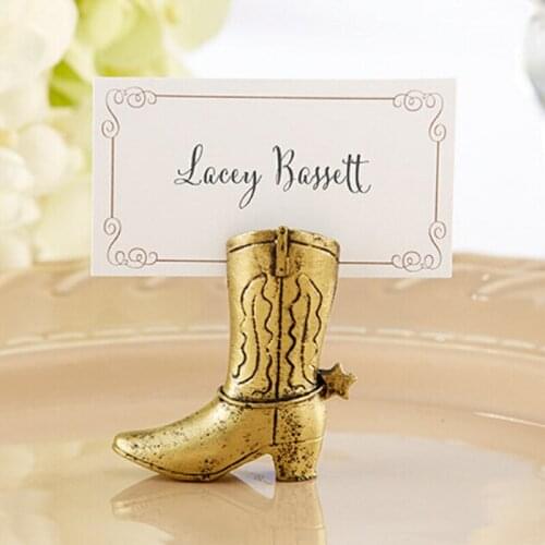 Gold High-heeled Shoes Shape Card Message Holder Clip Note Clamp Table Decoration