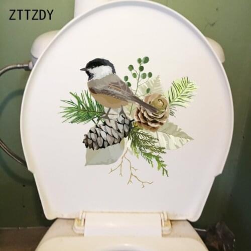 ZTTZDY 24.2×22.5CM Cute Bird On Pine Branch Home Decoration Wall Stickers Mural Funny Toilet Decals T2-1129
