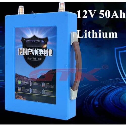 10pcs Waterproof 12V 50Ah lithium ion battery pack 18650 cell with BMS for electric motor Outdoor backup power supply+5A charger