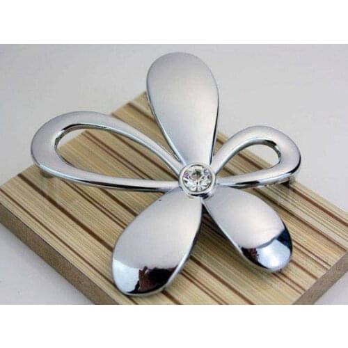 2.5" Silver Glass Dresser Pulls Drawer Pulls Knobs Handle Crystal Cabinet Handle Rhinestone Flower Furniture Knobs Hardware 64mm