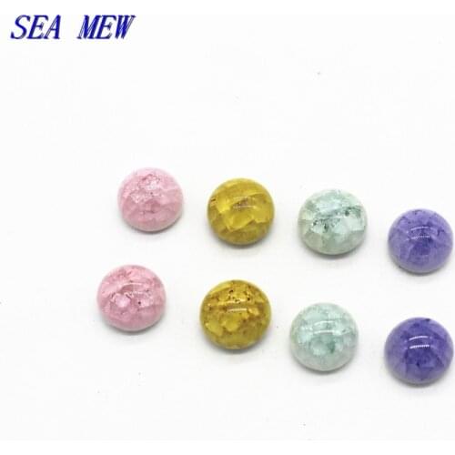 20PCS 8mm Round Half Cut Crystal Crack Ceramic Bead Connectors For Jewelry Making