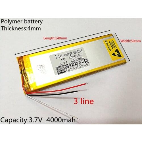 3 line Polymer lithium battery 3.7 V, 4050140 4000mah can be customized wholesale CE FCC ROHS MSDS quality certification
