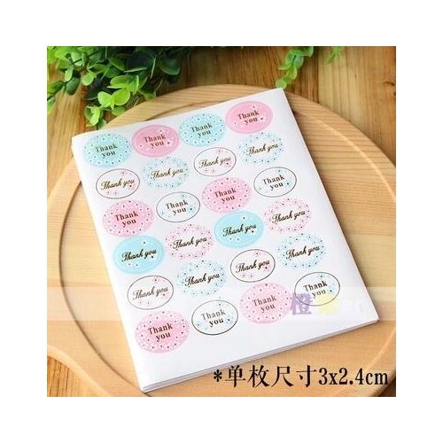 720pcs/lot-3.2*2.5cm Colorful Floral 'Thank You' Adhesive Stickers Oval Decorative Gift Packaging Label