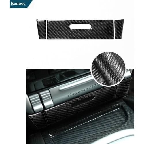Car Accessories Car Stickers Carbon Fiber Cover Trim Central Control Ashtray 3PCS For Porsche Cayenne 2003-2010