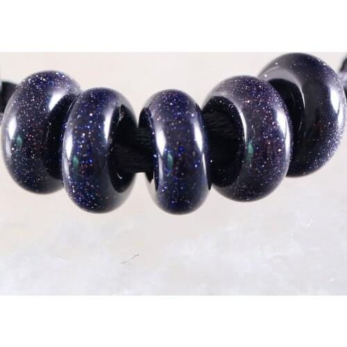 5Pcs Big Hole Beads Natural Stone Blue Sandstone 12mm Spacer Bead for Men Women DIY Jewelry Making Earring Ring Gem Bead K1056