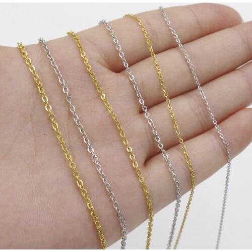 50pcs 316L Stainless Steel 1 1.5 2mm Rolo Link Chain Necklace Gold Steel Tone 40 45 50 60CM Long Chain Lobster Clasp Necklace