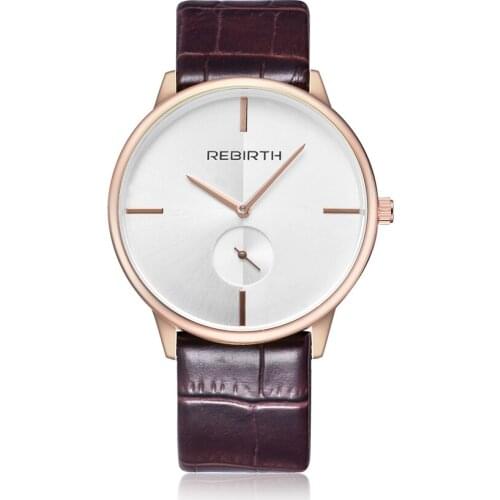 REBIRTH Relogio Masculino & Relogio Feminino Couple Lover Men Women Wrist Watches Leather Strap Quartz Wristwatches Gift