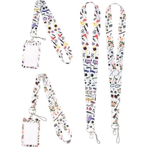 AD936 Patchfan Cartoon Hair salon supplies Lanyard Card ID Badge Holder Keychain Holder Key Rings Accessories Gift For Stylist