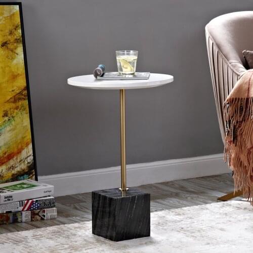 Eddie leisure coffee table living room side table small tea table natural marble base wood desktop
