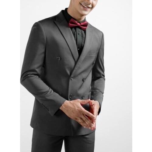 Classic Double-Breasted Wedding Tuxedos Slim Fit Suits For Men Groomsmen Suit Two Pieces Prom Formal Suits (Jacket+Pants)