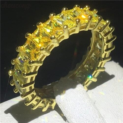 Choucong Princess Promise Ring 925 sterling Silver Gold Color AAAAA ZirconStone Party Wedding Band Rings For Women men Jewelry