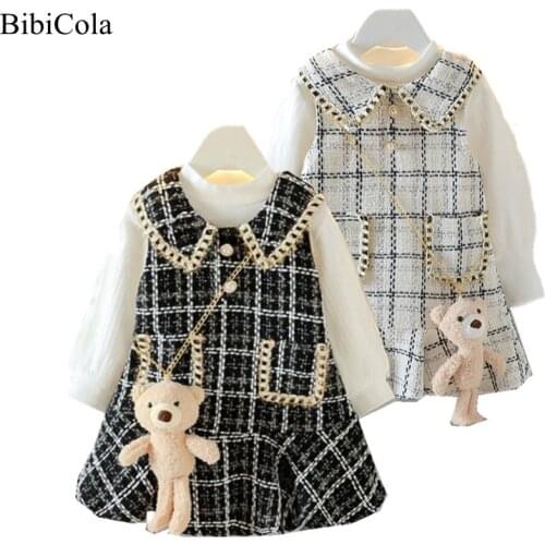 Baby Girls Clothing Set Classic Plaid Lace Dress With Long sleeve Vest 2PC Kids Spring Autumn Elegant Suits Child Princess dress