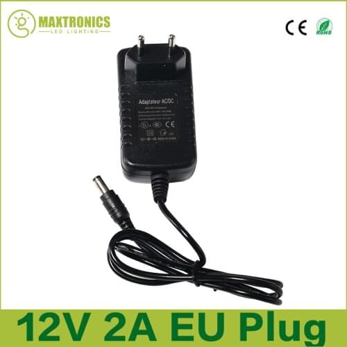 Best quality 12V 2A 24W EU Plug AC 110~240V To DC 12V 2A CCTV Power Supply Adapter for Led Strip Light Fast shipping