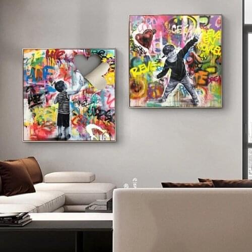 Boy Graffiti Art Canvas Painting Street Wall Art Posters and Prints on The Wall Canvas Pictures for Kids Room Cuadros Home Decor