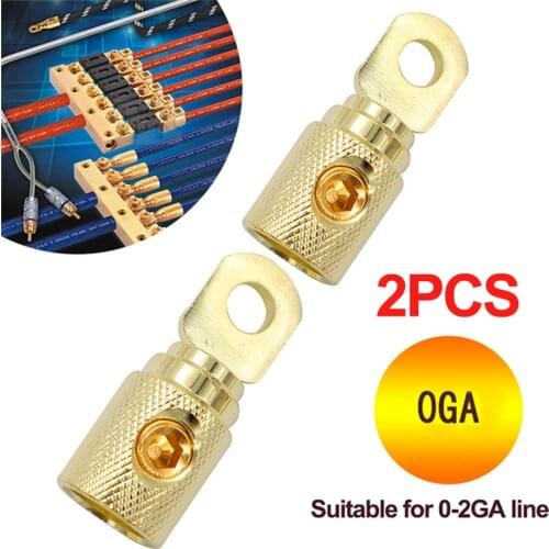 2Pcs Golden Heavy Duty 0 Gauge Screw Wire Coupler Butt Ring Terminal Connectors Terminal Car Audio Modified Wire Power Supply
