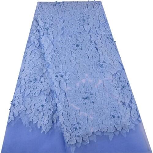 Nigerian Lace Fabrics, African French Lace Fabric High Quality 3D Lace,Water Blue Applique African Lace Fabric For Wedding A1316