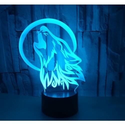 3D Illusion Night Light Wolf and Dreamcatcher for Home Decoration Nightlight Hit Color Touch Sensor Led Bedroom Table Lamp Gift