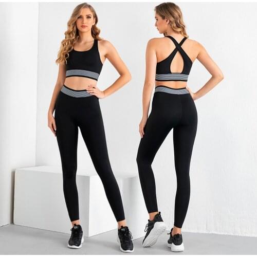Ins New Fitness Suit Hip Lifting Pants Sports Tight Two Piece Womens Yoga Suit Hip Push UP Tights Women Gym Clothing V064