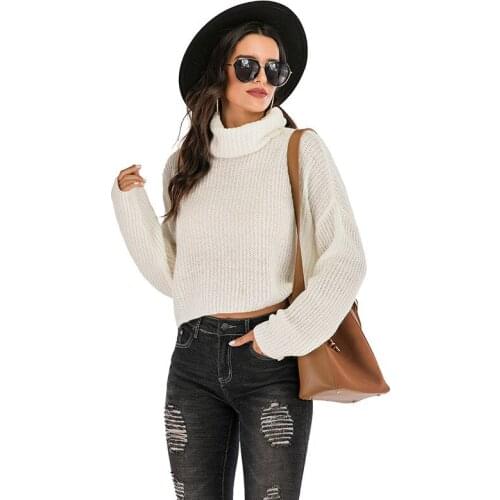 Solid White Fashion Women Sweater 2020 Winter Lady Turtleneck Warm Pullover Hipster Top New Long-sleeve Casual Outdoor 100% Full