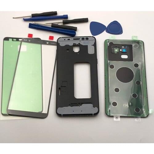Original Full Housing Case Middle Frame+Rubber Seal Back Cover+Glass Lens+SIM card Replacement Parts For Samsung A8 A530 A530F