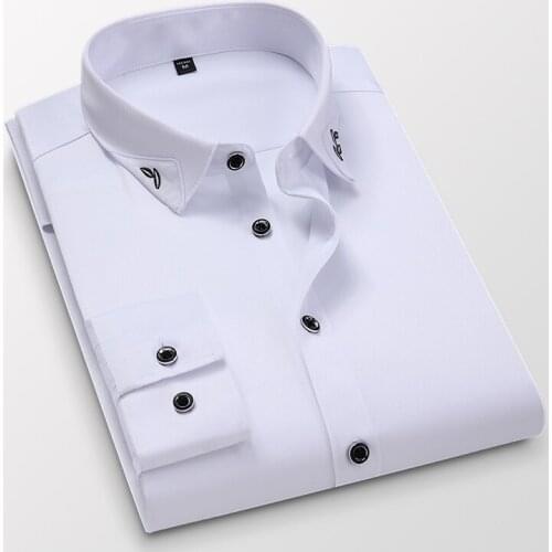 Autumn Casual Professional Pocket Tooling Business Suit Top Mens Shirt Boyfriend Overalls Men Office Male Business Travel Shirt