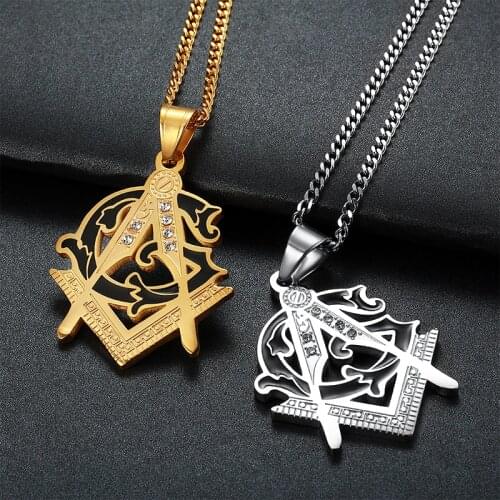 316l stainless steel gold masonc freemason undefined signet Couple pendants for men women