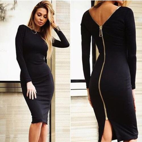 2021 New Sexy back zip long sleeve dress Pencil Bodycon Lady Vestido De Renda Autumn Dress