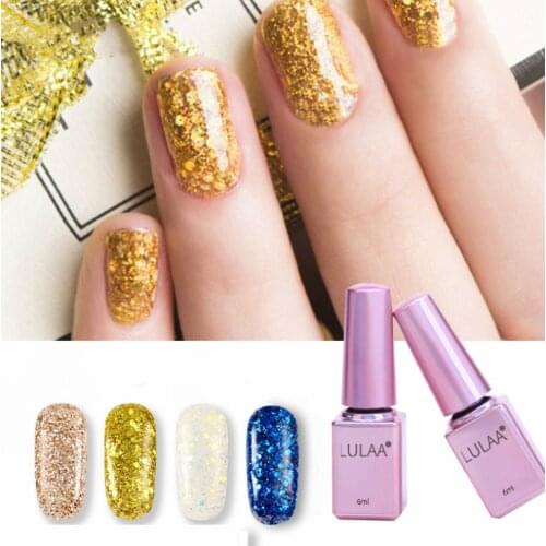 Professional Diamond Glitter UV Gel Polish 6ml Soak Off Sequin Gel Long Lasting Bling Nail Polish Manicure Art Tool