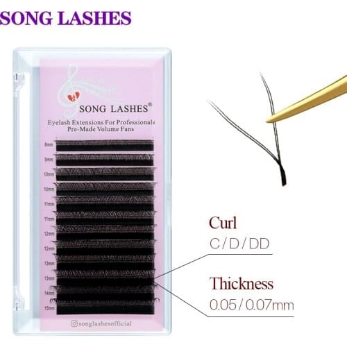 SONG LASHES C D curl 8-15mm saving time premade fans Y stype eyelash extensions for Professional and tiro matte soft natur