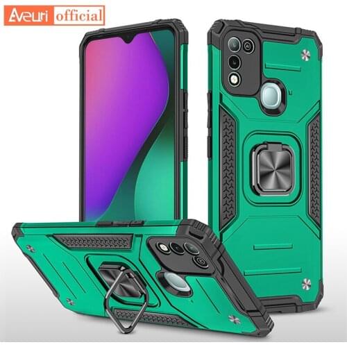 Luxury Ring Phone Case For Infinix Hot 9 10 Play Note 7 Lite Zero 8 Hard PC Car Holder Cover Case For Infinix Smart 4 4C Coque