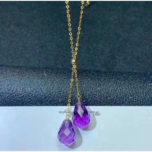 Shilovem 18k yellow piezoelectric amethyst Pendants fine Jewelry women trendy no necklace classic plant gift 8*11mm mymz0811665z