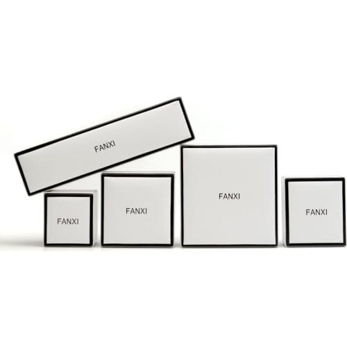 Oirlv White PU Leather Black Wrap Design Jewelry Box Ring Bracelet Necklace Storage Gift Proposal Engagement Jewelry Box