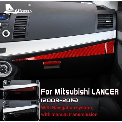 AIRSPEED Carbon Fiber Interior Trim Car Co-pilot Glove Box Handle Cover Trim Sticker for Mitsubishi Lancer 2008-2015 Accessories