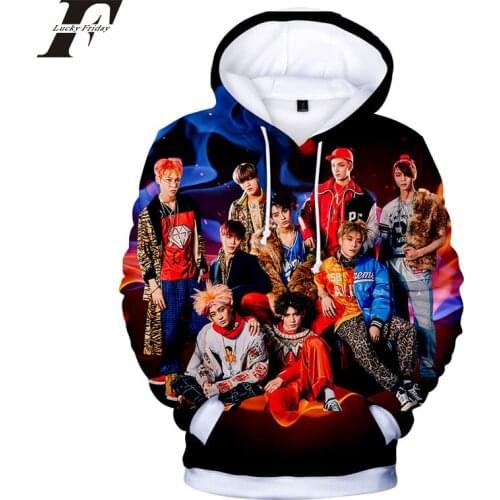 LUCKYFRIDAYF 2018 NCT 3D Hoodies sweatshirt women men Pocket Hooded Sweatshirts Pullovers Long Sleeve Outerwear HIT HOP clothes