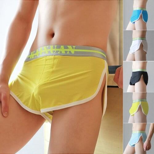 Mens Boxers Sexy Home Boxer Slip Shorts Mid Waist Breathable Comfortable Underwear New Male Lingerie Underpants