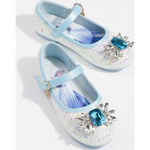 Girl Princess Shoes Children Elsa Sequined Flat Crystal Shoes Toddler Baby Girl Birthday Party Cosplay Performance Shoes