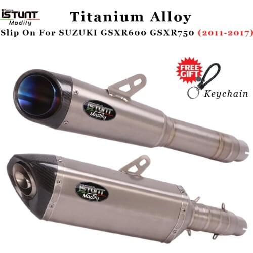 Motorcycle GP Exhaust Escape Modify Titanium Alloy Middle Link Pipe Carbon Fiber Muffler For SUZUKI GSXR600 GSXR750 2011-2017