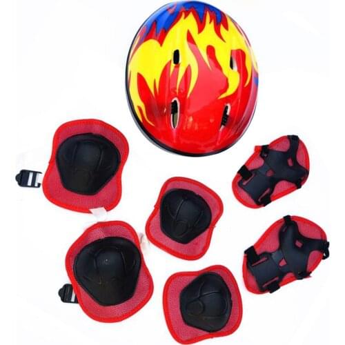 7Pcs/set Kids Skating Cycling Helmet Guard Elbow Knee Wrist Pads Children Bicycle Helmet Protection Safety Guard Cycling Pad