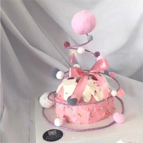 Iron Ring Cake Decorative Accessories with Ball and Bow Creative Baking Decoration for Kitchen Accessories