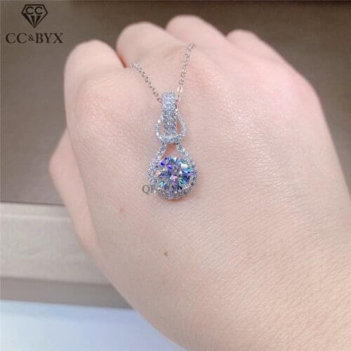 CC Necklaces Pendants Women 6.5mm 1ct Cubic Zirconia Fashion Jewelry Bridal Wedding Elegant Pendant Necklace No Chain CCN284