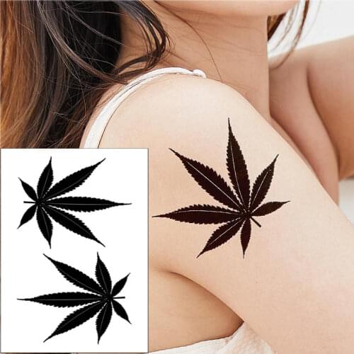 1pcs Waterproof Temporary Tattoo Sticker Black Maple Leaf Transfer Fake Tattoo for Women Body Art Shoulders Neck Arms Tatoo
