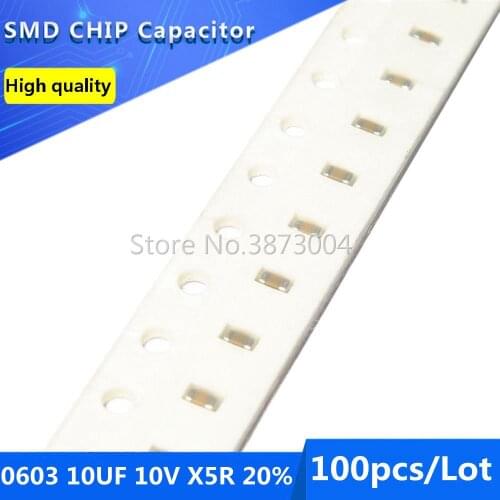 100pcs 0603 10UF 10V X5R 20% SMD Chip Capacitor